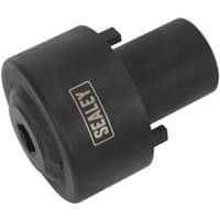 Black Sealey SX138 Ford Transit rear hub nut socket with cylindrical shape and Sealey logo.