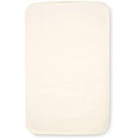 Tutti Bambini white waterproof cotton mattress protector, rectangular with rounded corners, soft and smooth texture.