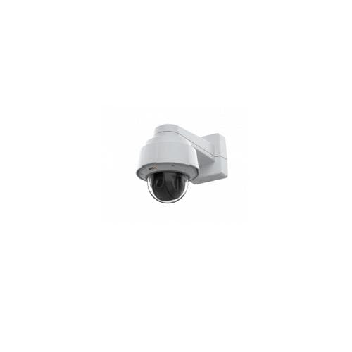 White dome IP security camera mounted on a wall, featuring a sleek design and a clear lens, suitable for outdoor surveillance with high-resolution capabilities.