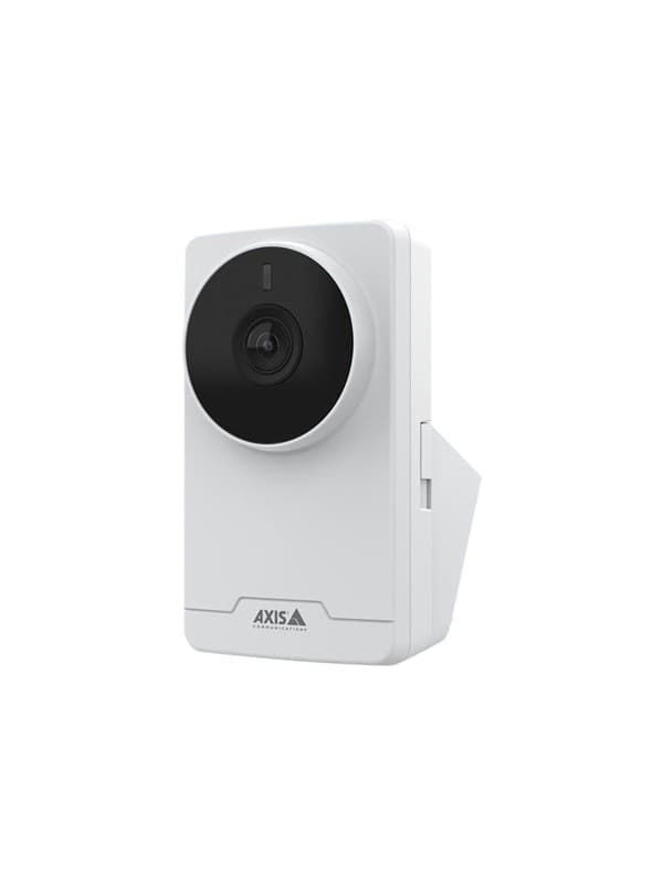 White 2 MP Full HD network camera with a rounded black lens cover, featuring a sleek design and a wall-mount bracket for easy installation.