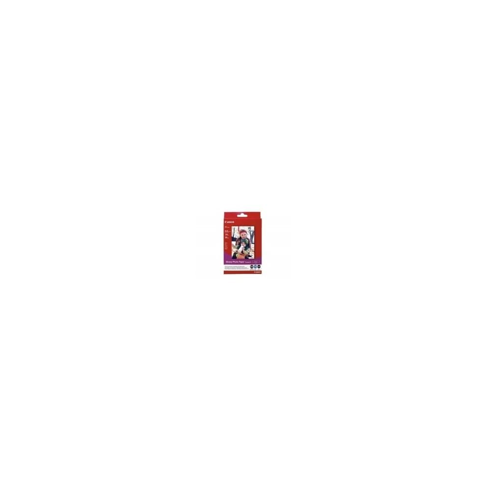 Canon GP-501 Glossy Photo Paper pack in a vibrant red and white design, featuring a glossy finish, ideal for high-quality photo printing.