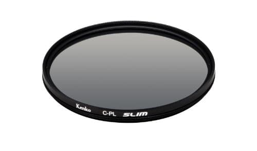 Circular polarizing camera lens filter with a slim black metal frame, labeled "Kenko C-PL SLIM," measuring 7.2 cm in diameter, featuring a dark tinted glass surface.