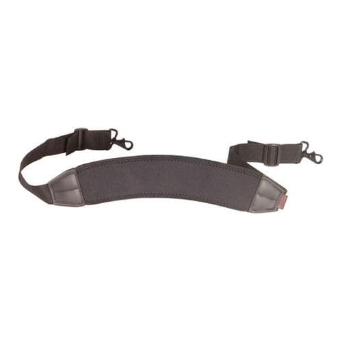 Black OpTech S.O.S Curve Strap featuring a padded, ergonomic design with adjustable ends and metal clips for secure attachment.