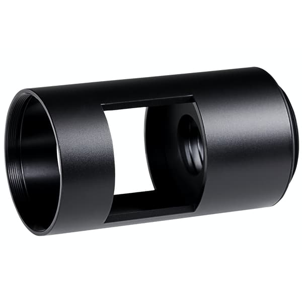 Black metal eyepiece tube with a 47mm threaded end and a rectangular cutout for viewing, designed for use with spotting scopes.