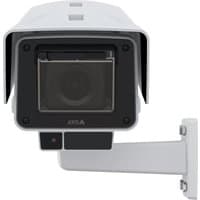 White Axis Q1726-LE block camera with rectangular lens, black faceplate, and wall-mount bracket.