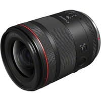 Black Canon RF 20mm F1.4 L VCM full-frame lens with red ring, textured focus ring, and control switches.