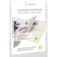 Hahnemühle A4 white matt photo paper pack with certificate of authenticity and hologram system.