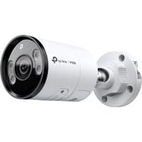 White TP-Link INSIGHT S355 Bullet IP security camera with black lens, four LED lights, and wall mount bracket.
