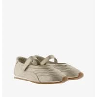 Beige Victoria Aster ballet flats with textured finish, elastic strap, and rubber sole.