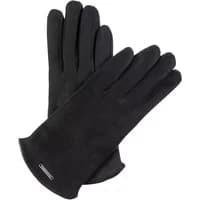 Black faux leather gloves for women, sleek design, soft texture, with subtle Greenpoint logo on the wrist.