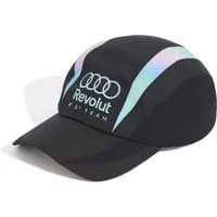 Black Audi Formula One Team baseball cap by Adidas with rainbow stripes and white logo on the front.