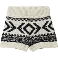 White and black Stefanel jacquard shorts with geometric pattern and ribbed waistband.
