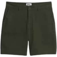 Dark green cotton chino shorts with button closure, belt loops, and side pockets by Aigle.