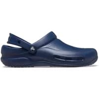 Navy blue Crocs bistro clog with slip-resistant sole and adjustable heel strap.