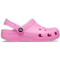 Pink Crocs Classic Clog for kids, size 3, with ventilation holes and adjustable heel strap.