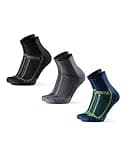 DANISH ENDURANCE cushioned running socks, black/grey, grey/black, blue/yellow, unisex, anti-blister, size 9-12.