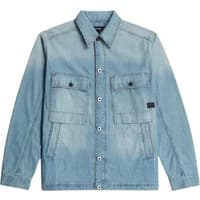 Light blue denim jacket with button front, two chest pockets, and collar, by G-Star.