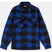 Blue and black plaid Dickies Portland shirt with button-up front, two chest pockets, and collar, size XL.