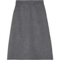 Heathered grey midi skirt with a straight silhouette and subtle texture by Stefanel.