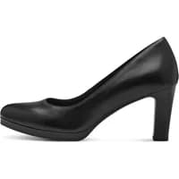 Black Tamaris 1-22433-41 heels with rounded toe and block heel.