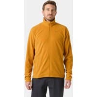 Brown Helly Hansen men's fleece jacket, full zip, high collar, long sleeves, small logo on chest, size S.