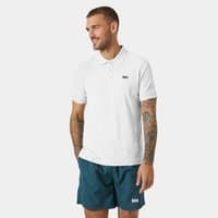 White Helly Hansen men's polo shirt, short sleeves, quick-dry fabric, small logo on chest, size S.
