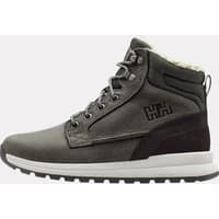 Blue Helly Hansen waterproof leather boots, size 6.5, with black accents, lace-up front, and padded ankle collar.