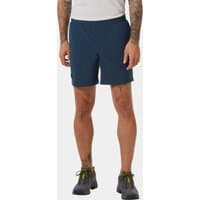 Navy blue men's shorts by Helly Hansen, featuring a straight fit and elastic waistband, worn by a model.