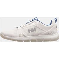 White Helly Hansen sailing shoe with mesh upper, blue accents, and textured sole, size 9.