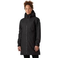 Black Helly Hansen Sport Westport Coat, size small, with hood, full-length zipper, and long sleeves.