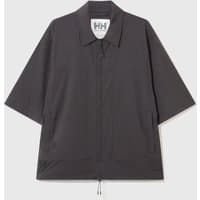 Black Helly Hansen ARC Zip Shirt, unisex, medium, with short sleeves, front zipper, and two side pockets.