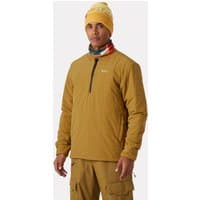 Brown Helly Hansen ULLR™ D Stretch Insulator jacket, long sleeves, half-zip front, worn by model with yellow beanie.
