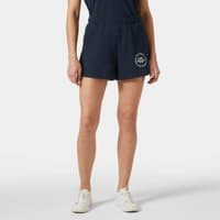 Navy Helly Hansen women's sweat shorts, elastic waistband, small logo on left leg, size XS.