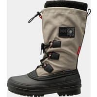 Grey Helly Hansen women's winter boots with black rubber sole, lace-up front, and fleece lining.
