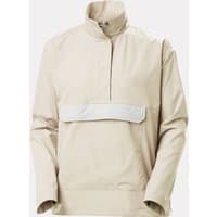 White Helly Hansen women's anorak, XL, with high collar, front pocket, and half-zip design.
