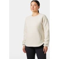 Beige Helly Hansen women's teddy sweater, crew neck, long sleeves, side pockets, size XS.
