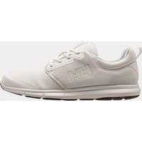 White Helly Hansen women's training shoes with mesh texture, lace-up design, and logo on the side.
