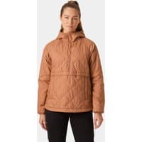 Beige Helly Hansen women's anorak in XL with quilted design, hood, and front pocket.