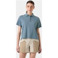 Navy Helly Hansen women's polo shirt, short sleeves, buttoned collar, XS size.
