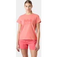 Pink Helly Hansen Women's Logo T-shirt 3.0, short sleeves, crew neck, with large "HH" logo on chest, size S.