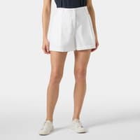 White Helly Hansen women's shorts, 4-inch length, tailored fit, XS size, with front zipper and button closure.