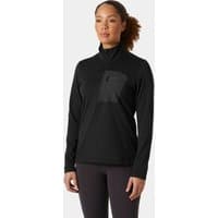 Black Helly Hansen women's fleece with half zip, high collar, and chest pocket, size L.