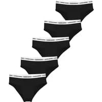 Black high-waisted women's briefs by Björn Borg, featuring a white logo waistband, set of five.