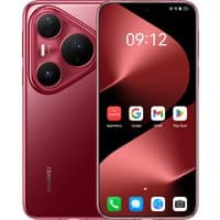 Red Huawei Pura 80 Pro smartphone with triple rear cameras, 6.8-inch display, USB Type-C port, and dual SIM support.