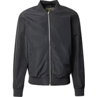 Black Blend Essi jacket with a front zipper, ribbed cuffs, and collar, featuring a sleek, lightweight design.