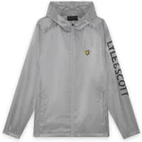 Gray Lyle & Scott jacket with hood, yellow eagle logo on chest, and black "LYLE & SCOTT" text on the sleeve.