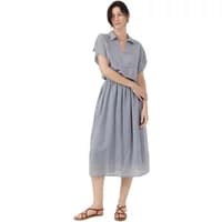 Gray midi skirt with pleated design, high waist, and subtle A-line shape by Artlove Meliora.