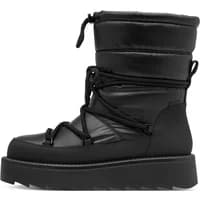 Black lace-up fur-lined ankle boots with thick sole and padded upper by Tamaris.