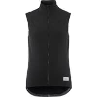 Black sleeveless windbreaker for women by Craft Endur, featuring a high collar, full front zipper, and curved hem.