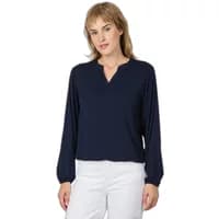 Navy blue Ragwear Santica long sleeve blouse with V-neck and relaxed fit.